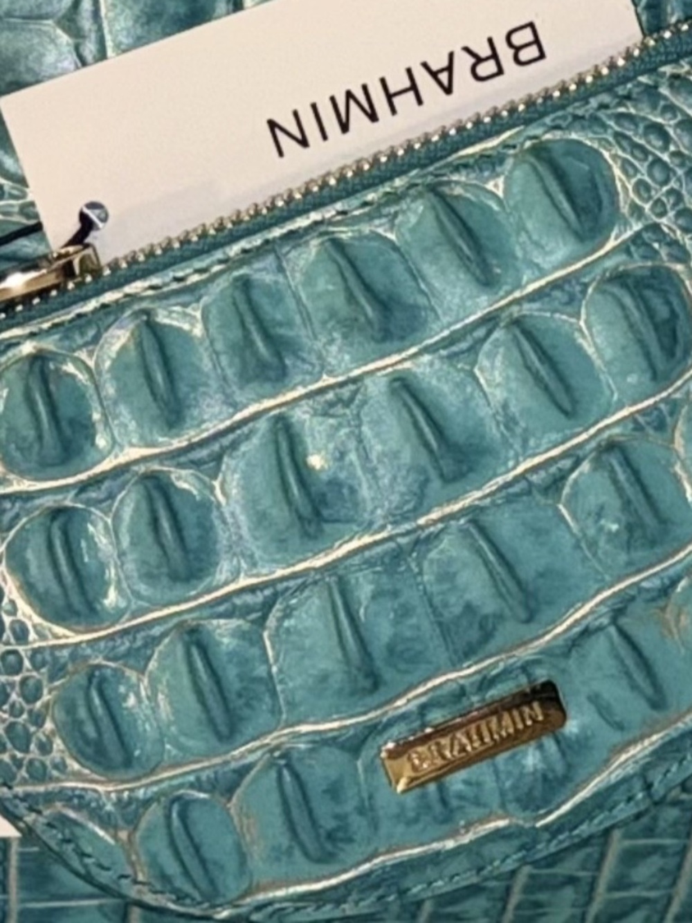 Brahmin Mermaid Turquoise Leather Britt Pouch BRAND NEW! - Picture 5 of 8